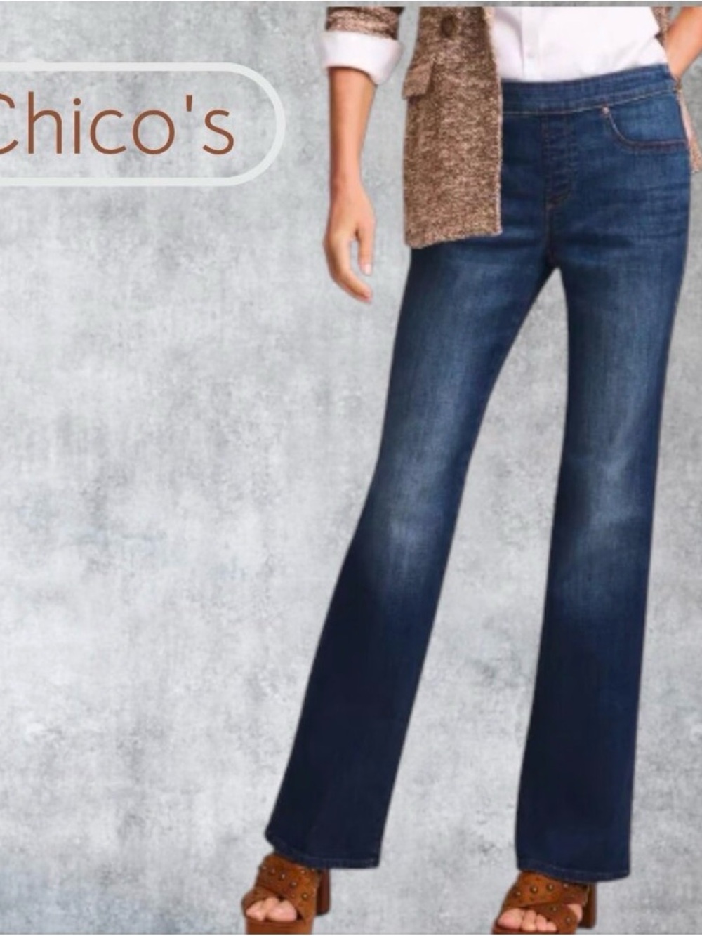 Chico's Dark Blue Pull On Slim Bootcut Denim Jegging Jeans Size 10